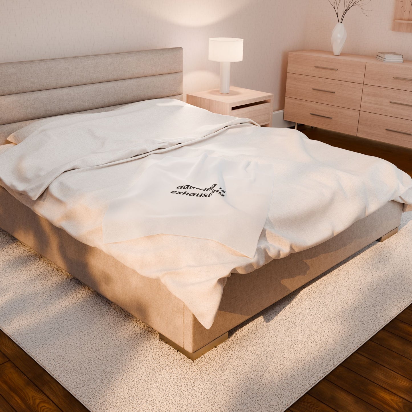 Adulting Is Exhausting Velveteen Plush Blanket - Ideal for Comfort and Self-Care