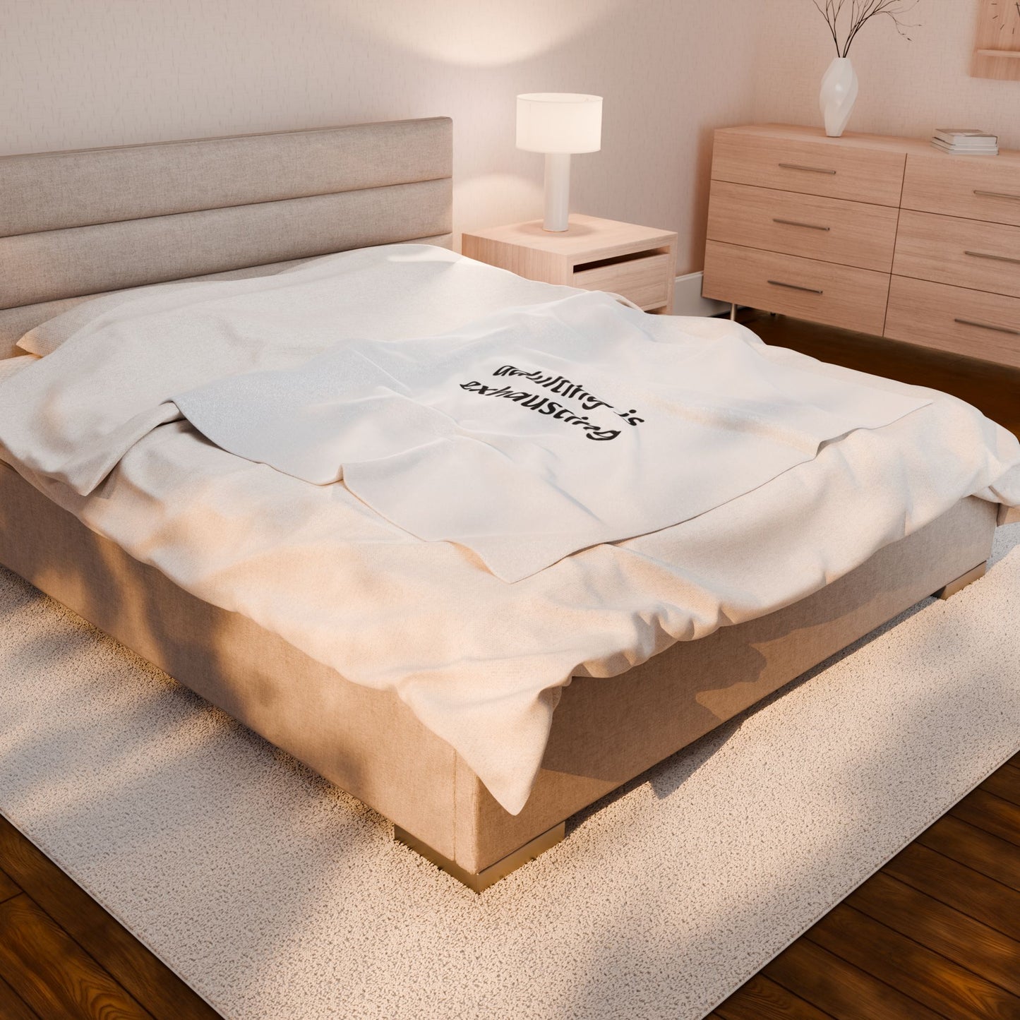 Adulting Is Exhausting Velveteen Plush Blanket - Ideal for Comfort and Self-Care