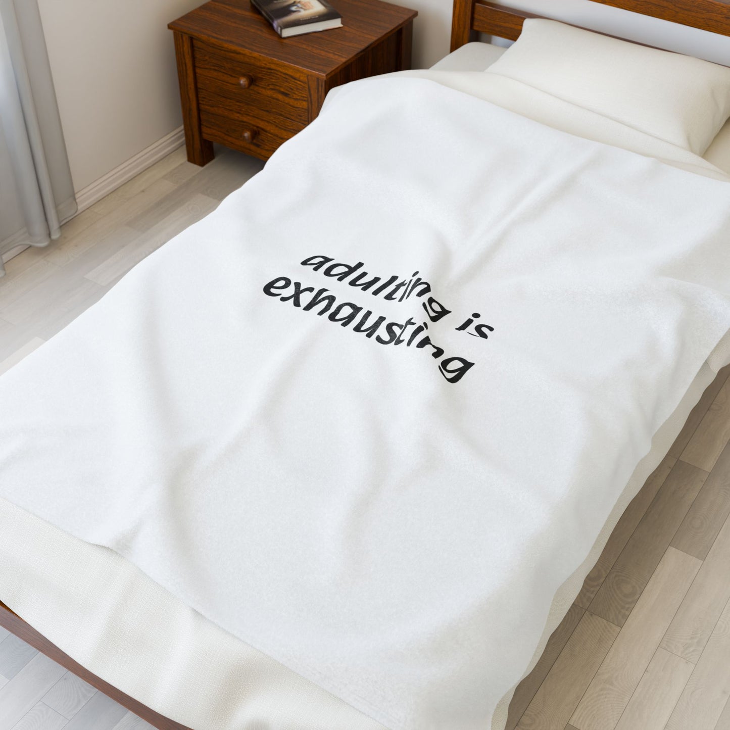 Adulting Is Exhausting Velveteen Plush Blanket - Ideal for Comfort and Self-Care
