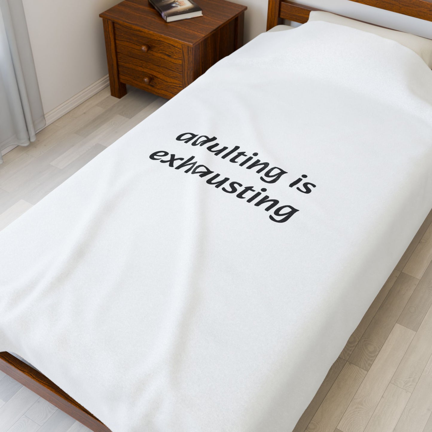 Adulting Is Exhausting Velveteen Plush Blanket - Ideal for Comfort and Self-Care